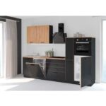 Cocina completa AYA - Decoración en negro - L 280 x P 60 x H 214 cm - Encimera incluida - Imagen 3