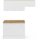 Cocina completa SUBTIL de 180 cm con 5 elementos de encimera de madera y blanco - Imagen 2