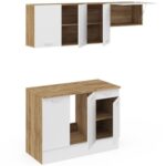 Cocina completa SUBTIL de 180 cm con 5 elementos de encimera de madera y blanco - Imagen 3