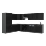 Cocina esquinera Vicco Fame-Line, rayas negras/antracita, 257 x 60 cm, PT antracita - Imagen 4
