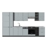 Cocina Vicco Fame-Line, azul claro grisáceo/antracita, 355 cm, mármol PT - Imagen 4