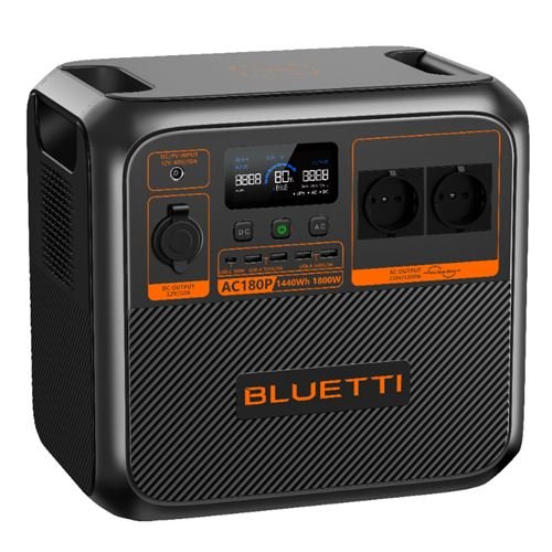Estación de energía portátil BLUETTI AC180P, batería Nomad de 1440 Wh, 2 generadores solares de CA de 1800 W (máx. 2700 W), CA180 mejorada