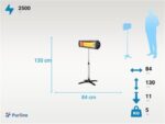 Calefactor halógeno de 2500 W, para suelo o pared, para uso interior o exterior PURLINE HEATY EXC 25 Negro - Imagen 4