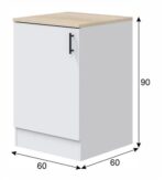 Conjunto de cocina de 5 elementos en blanco brillo/roble canadiense - PEGANE - - Imagen 4